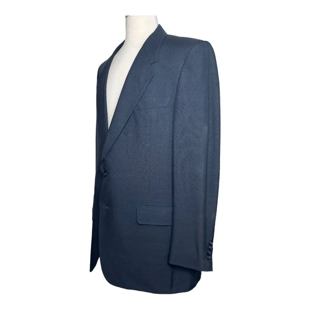Dior Vintage Men's Blazer Single Breast 100% Silk Navy Blue 44